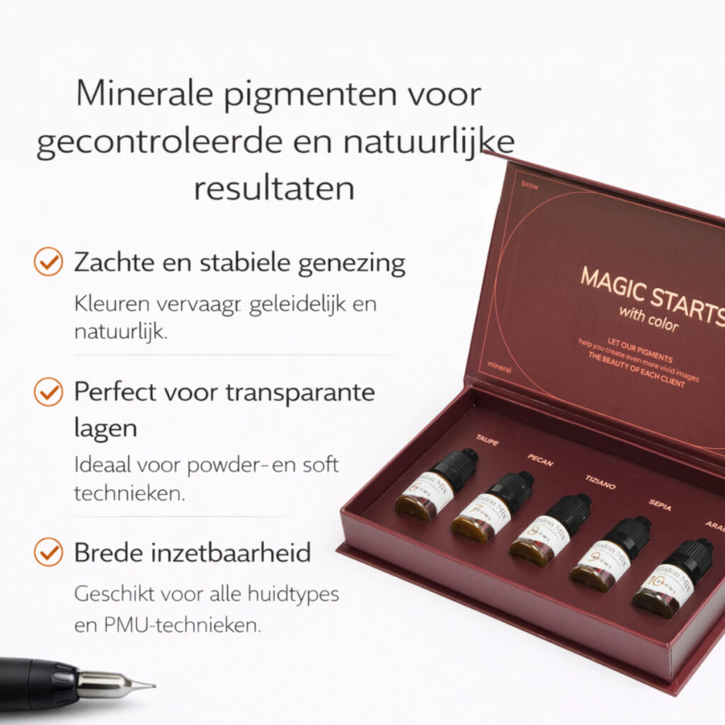 Etalon Mix mineral brow pigment set voor powder brows en natuurlijke PMU wenkbrauwresultaten