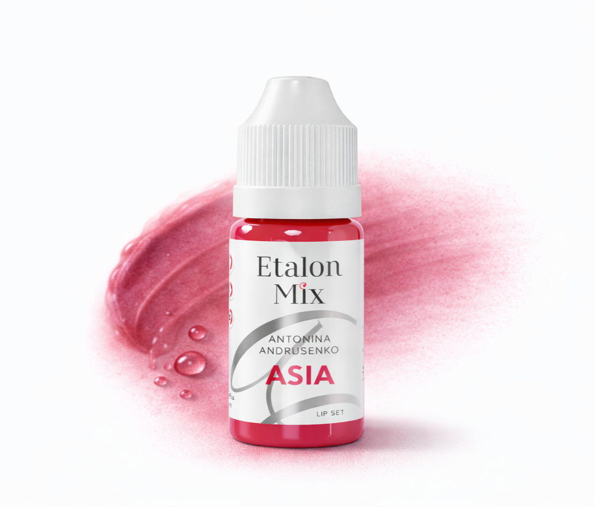 Etalon Mix Asia Light lip pigment fles met zachte kleurtextuur op achtergrond voor natuurlijke lip blush pigmentatie