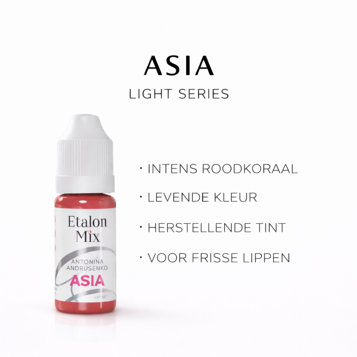 Zacht nude lipresultaat met Asia Light lip pigment van Etalon Mix voor natuurlijke lip blush pigmentatie