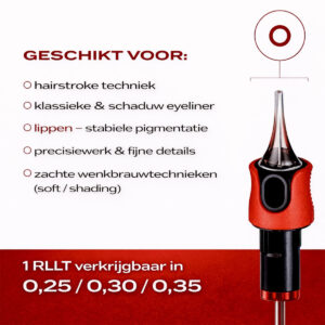 pmu naalden 1rllt cartridges voor hairstroke eyeliner lippen en precisiewerk in 0.25 0.30 en 0.35