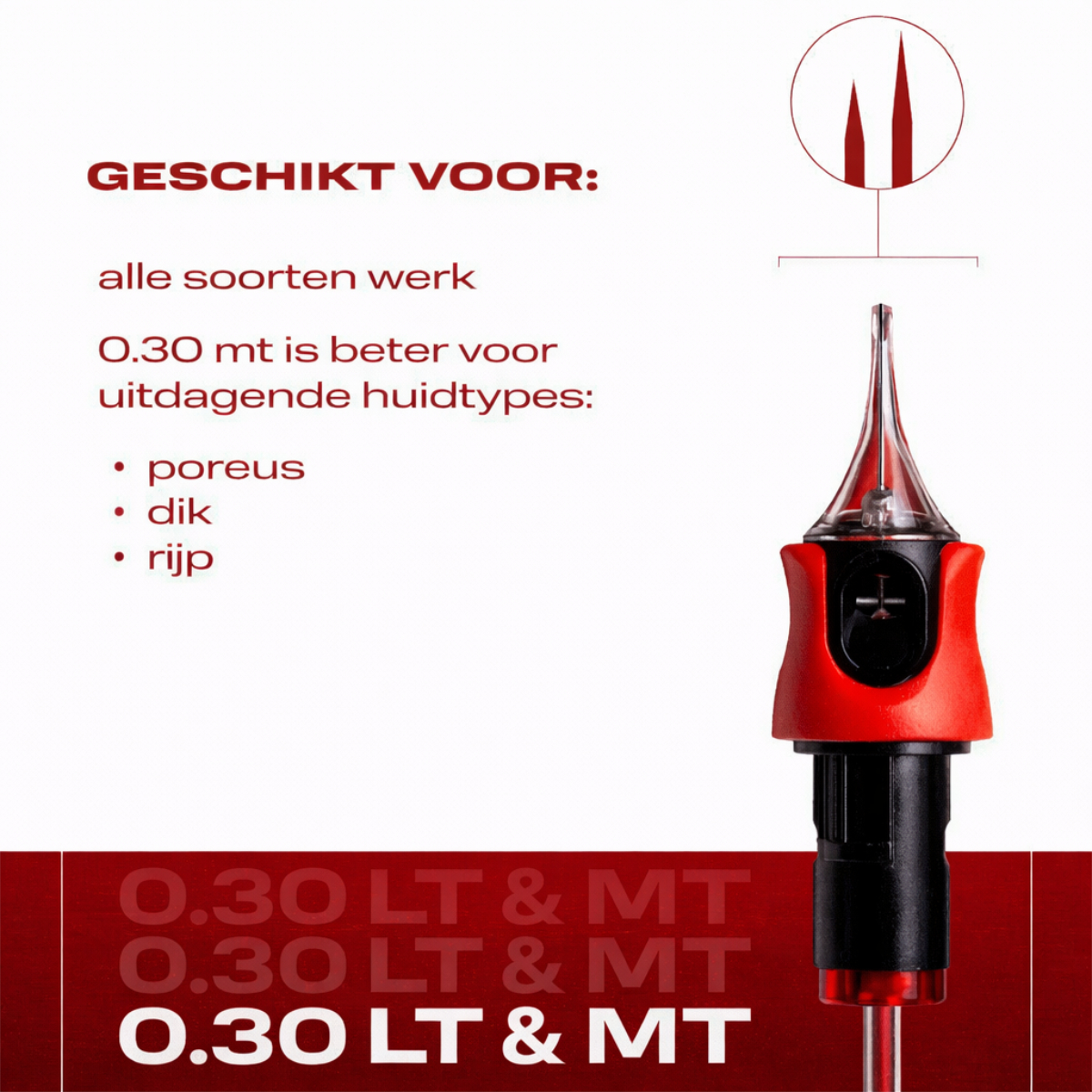 PMU naalden 1RLMT 0.30 configuratie voor gecontroleerde pigmentplaatsing