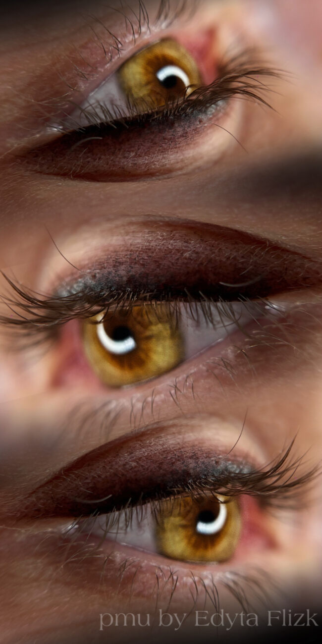 Shadow eyeliner permanente make-up met een zachte schaduw op het bewegende ooglid voor een natuurlijke en elegante oogopslag, uitgevoerd bij Perfect Lady PMU